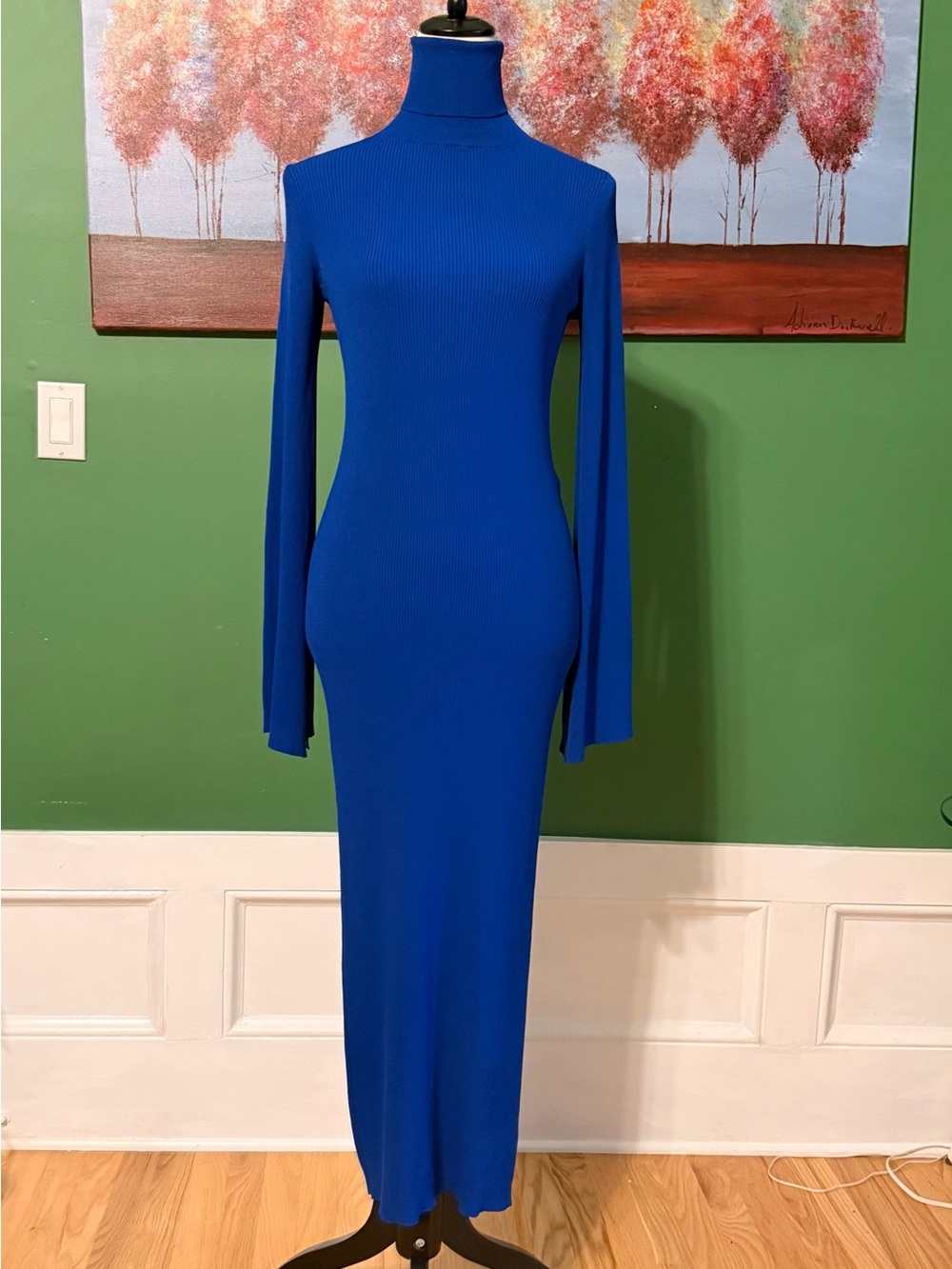 Zara  Blue  Ribbed Long Ribbed  long dress